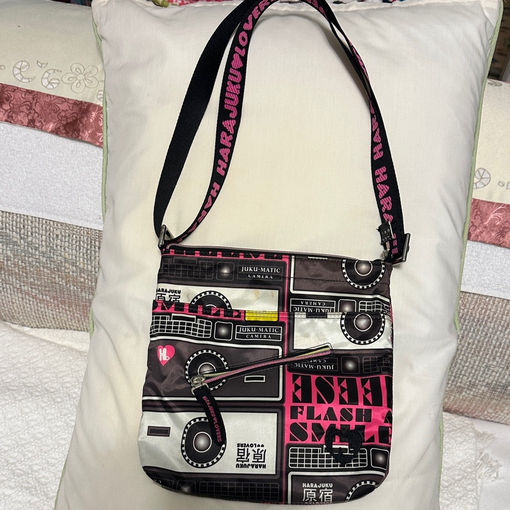 Harajuku Lovers Black & Pink Graphic Crossbody Bag